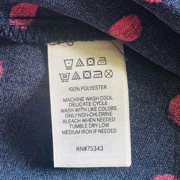 Adrienne Vittadini Dress Size 2 Navy & Pink Polka Dot Shift Sleeveless casual - Picture 10 of 10